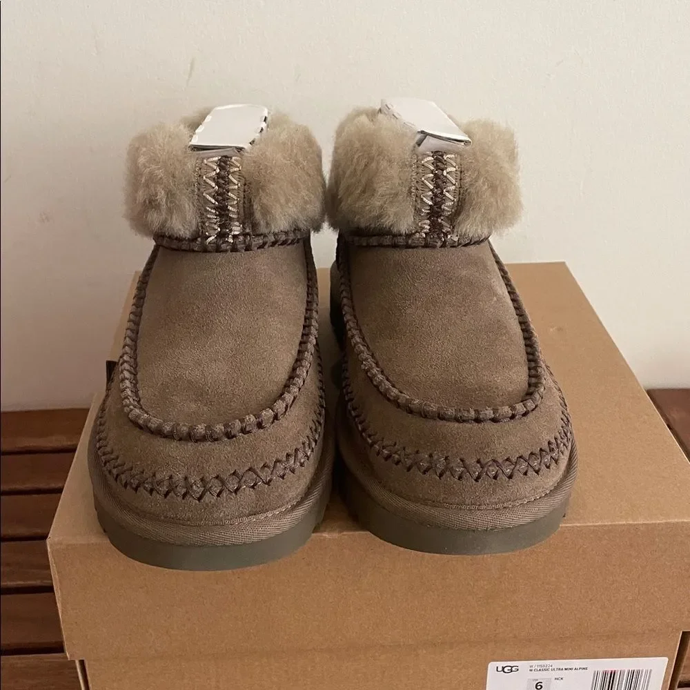 UGG Classic Ultra Mini Alpine Booties Hickory USA Women Size 6/UK 4/EU 37